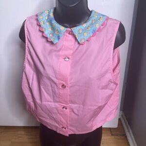 Polly Pocket Retro Pink Sleeveless Top with Cartoon Collar 2X/18